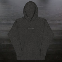 Load image into Gallery viewer, grey hoodie with embroidered text, "MT913 Sinner."